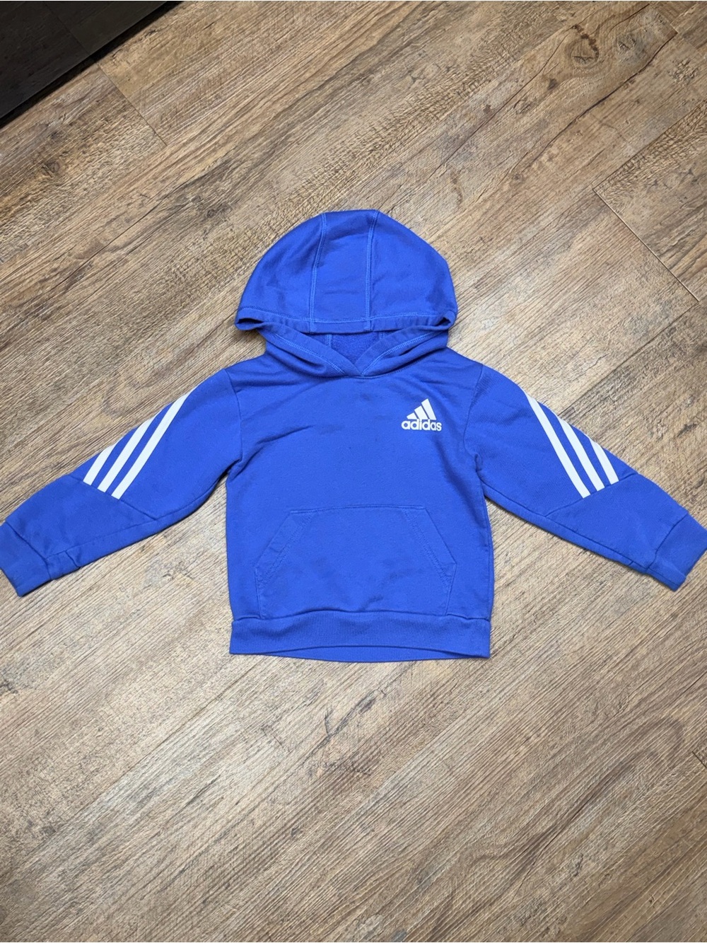 adidas Royal Blue Kids Hoodie with White Stripes size 3t